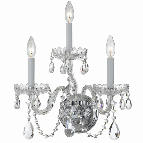 Traditional Crystal Three Light Wall Sconce in Polished Chrome (60|1033-CH-CL-MWP)