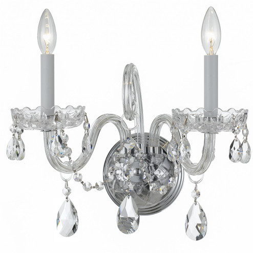 Traditional Crystal Two Light Wall Sconce in Polished Chrome (60|1032-CH-CL-MWP)