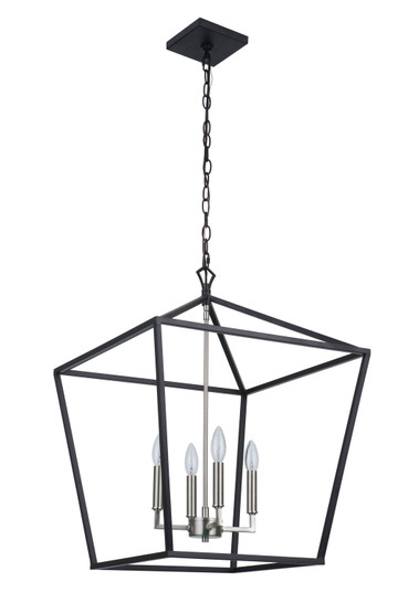 Flynt II Four Light Foyer Pendant in Flat Black/Brushed Polished Nickel (46|56336-FBBNK)