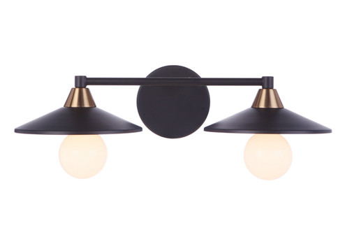 Isaac Two Light Vanity in Flat Black/Satin Brass (46|12519FBSB2)