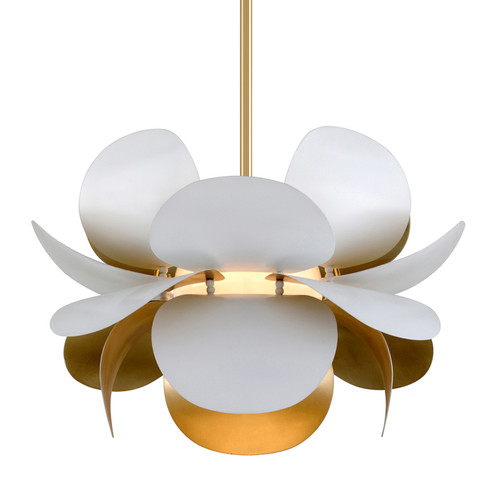 Ginger One Light Chandelier in Gold Leaf/White (68|314-42)