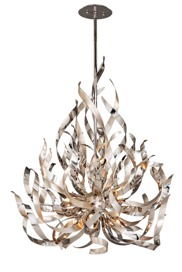 Graffiti Nine Light Chandelier in Silver Leaf Polished Stainless (68|154-49)