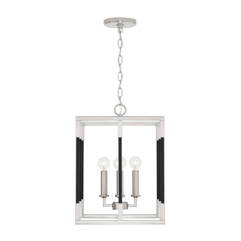 Bleeker Four Light Foyer Pendant in Polished Nickel and Matte Black (65|544741NK)