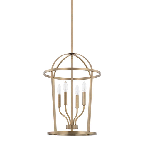 Greyson Four Light Foyer Pendant in Aged Brass (65|528541AD)