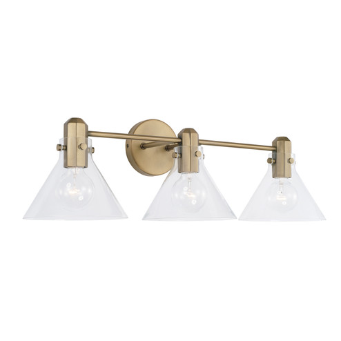 Greer Three Light Vanity in Aged Brass (65|145831AD-528)