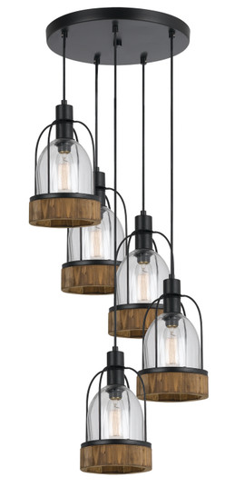 BEACON Five Light Pendant in Wood/Dark Bronze (225|FX-3584-5)