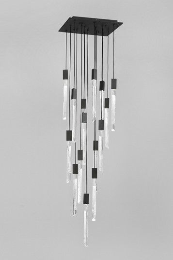 Alpine 15 Light Flush Mount Pendant in Black With Clear And White Marbleized Blown Glass (192|HF5415-BLK)