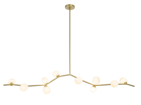 Hampton Ten Light Chandelier in Brushed Brass With White Glass (192|HF4810-WHT)