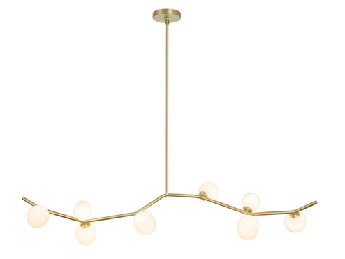 Hampton Eight Light Chandelier in Brushed Brass With White Glass (192|HF4808-WHT)