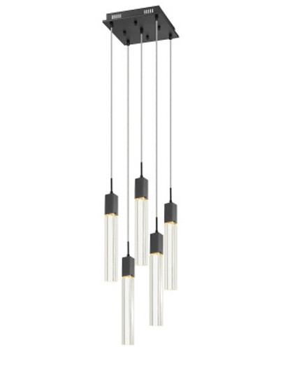 The Original Glacier Avenue Five Light Pendant in Black (192|HF1900-5-GL-BK-C)