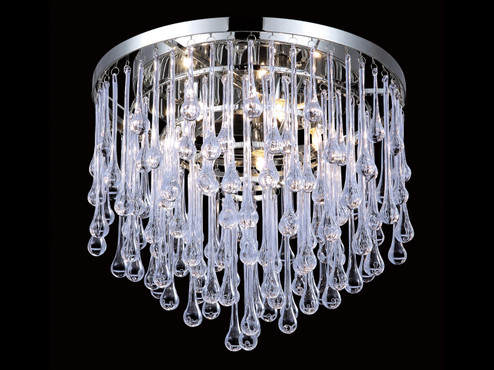 Hollywood Blvd. Five Light Flush Mount in Polish Nickel / Clear Glass Tear Drops (192|HF1803-PN)