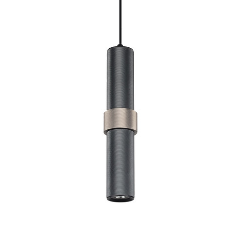 Cicada One Light Pendant in Dark Grey With Knurled Light Grey Accent (192|HF1080-LDG)