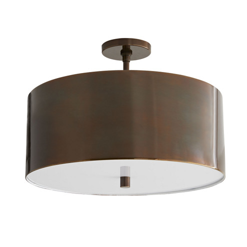 Tarbell Three Light Semi-Flush Mount in Heritage Brass (314|49267)