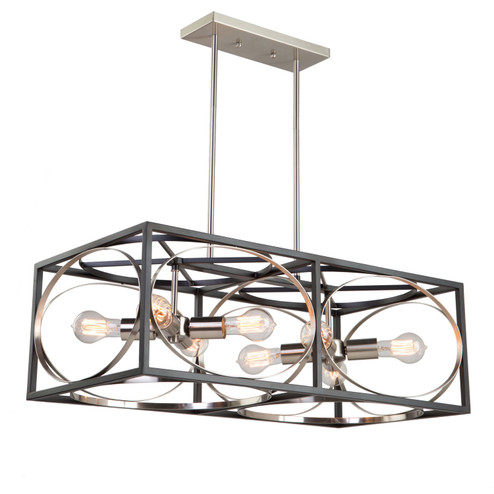 Corona Eight Light Island Pendant in Black & Polished Nickel (78|CL15098)