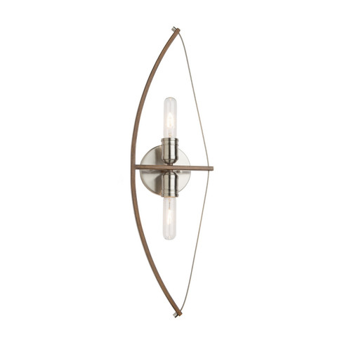 Arco Two Light Wall Mount in Faux Wood & Brushed Nickel (78|AC11485)