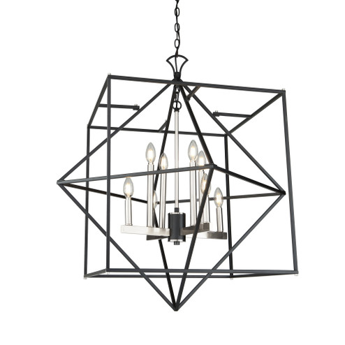 Roxton Eight Light Chandelier in Matte Black & Polished Nickel (78|AC11208PN)