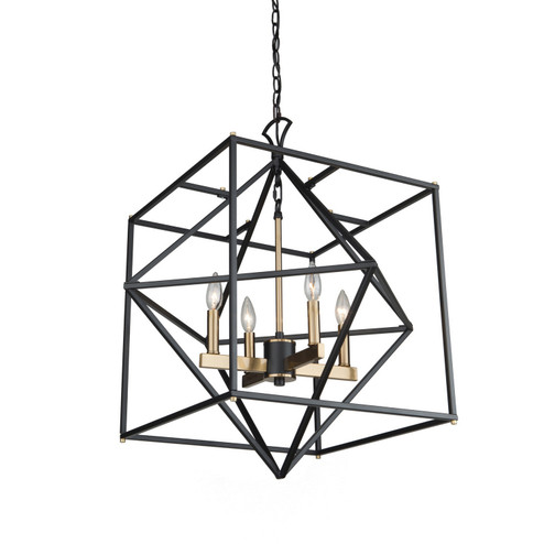 Roxton Four Light Chandelier in Matte Black & Harvest Brass (78|AC11204)