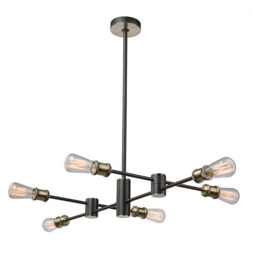 Tribeca Six Light Chandelier in Matte Black & Satin Brass (78|AC10786BK)