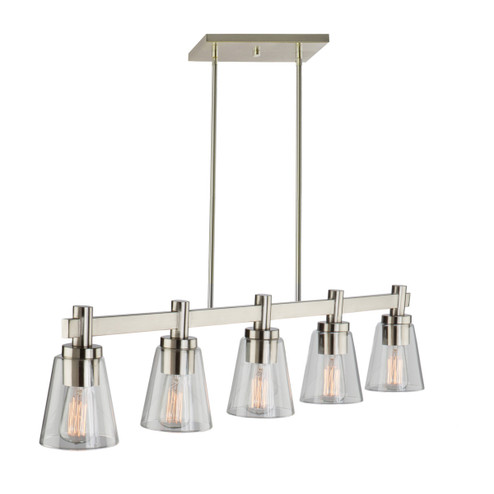 Clarence Five Light Island Pendant in Brushed Nickel (78|AC10764BN)