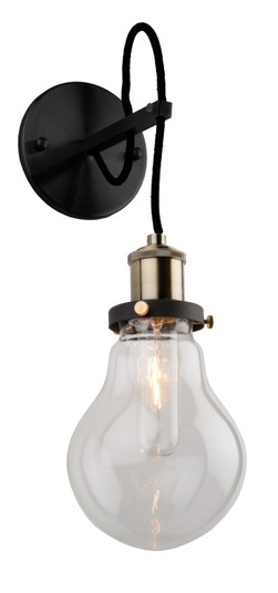 Edison One Light Wall Sconce in Matte Black & Vintage Brass (78|AC10480)