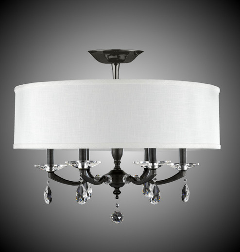 Kensington Six Light Flush Mount in Pewter w/Polished Nickel Accents (183|FM5495-O-37G-38G-ST-PG)