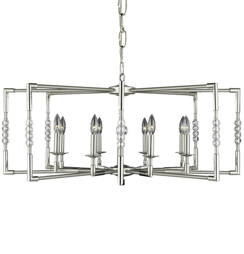 Magro Eight Light Chandelier in Pewter w/Polished Nickel Accents (183|CH3605-37G-38G-ST)