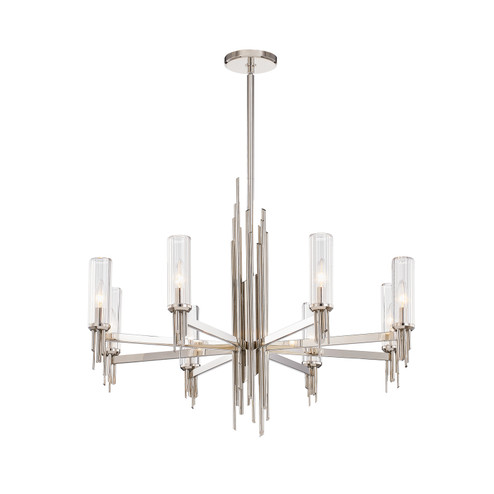 Torres Eight Light Chandelier in Polished Nickel/Ribbed Glass (452|CH335836PNCR)