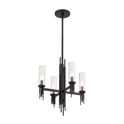 Torres Four Light Chandelier in Clear Ribbed Glass/Matte Black (452|CH335418MBCR)