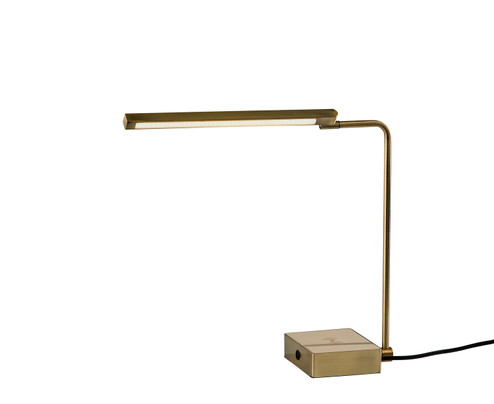 Sawyer LED Desk Lamp in Antique Brass W. Cream Color Leather (262|3039-21)