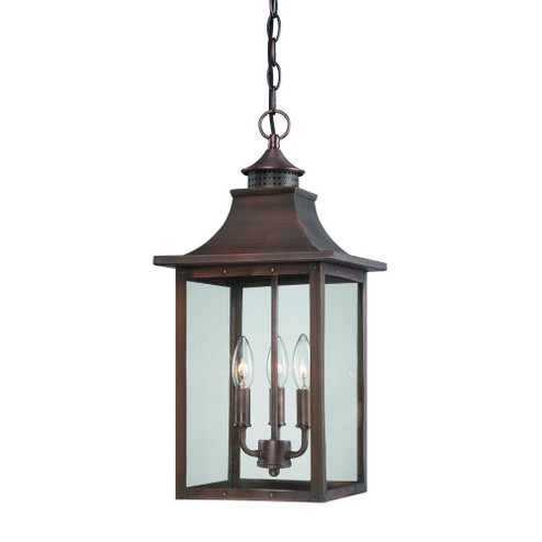 St. Charles Three Light Hanging Lantern in Copper Patina (106|8316CP)