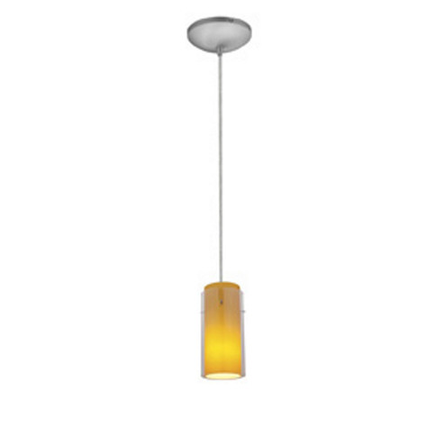 Glass'n Glass Cylinder One Light Pendant in Brushed Steel (18|28033-1C-BS/CLAM)