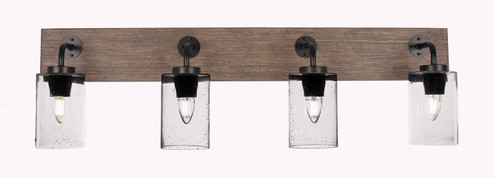 Oxbridge Four Light Bathroom Lighting in Matte Black & Painted Distressed Wood-look (200|1774-MBDW-300)