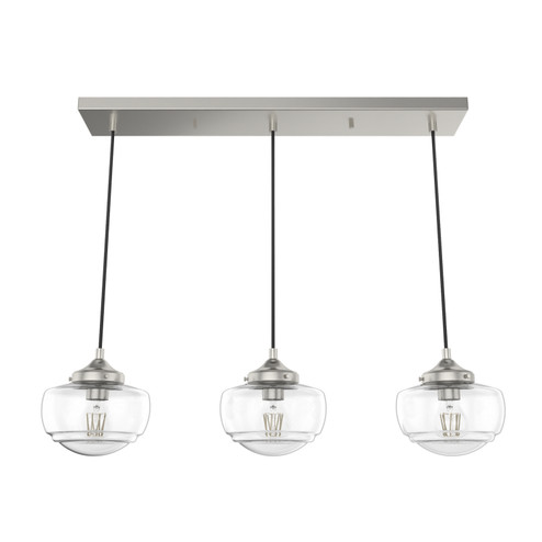 Saddle Creek Three Light Linear Cluster in Brushed Nickel (47|19497)