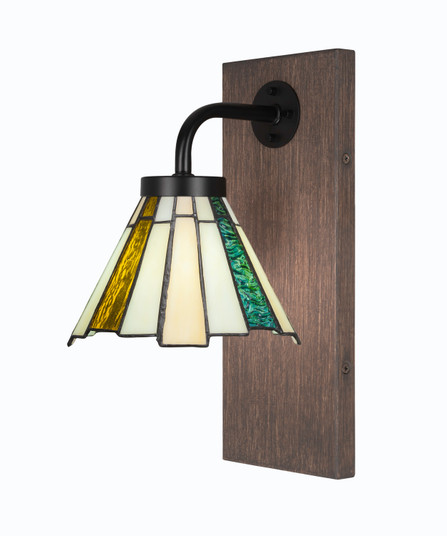 Oxbridge One Light Wall Sconce in Matte Black & Painted Distressed Wood-look Metal (200|1771-MBDW-9335)