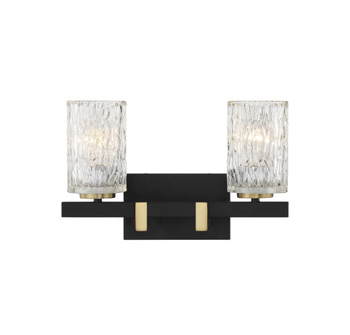 Keene Two Light Bathroom Vanity in Matte Black with Warm Brass (159|V6-L8-3601-2-143)