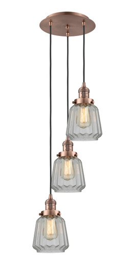 Franklin Restoration Three Light Pendant in Antique Copper (405|113F-3P-AC-G142)