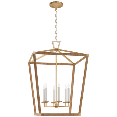 Darlana Wrapped LED Lantern in Antique-Burnished Brass and Natural Rattan (268|CHC 5881AB/NRT)