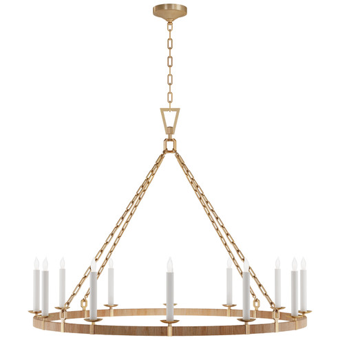Darlana Wrapped LED Chandelier in Antique-Burnished Brass and Natural Rattan (268|CHC 5874AB/NRT)