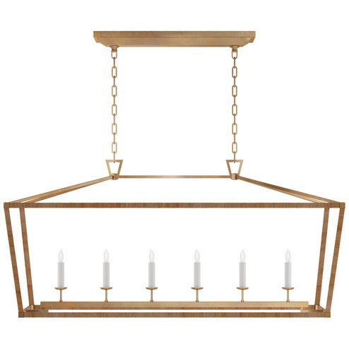 Darlana Wrapped LED Linear Pendant in Antique-Burnished Brass and Natural Rattan (268|CHC 5766AB/NRT)