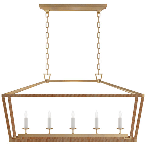 Darlana Wrapped LED Linear Pendant in Antique-Burnished Brass and Natural Rattan (268|CHC 5765AB/NRT)