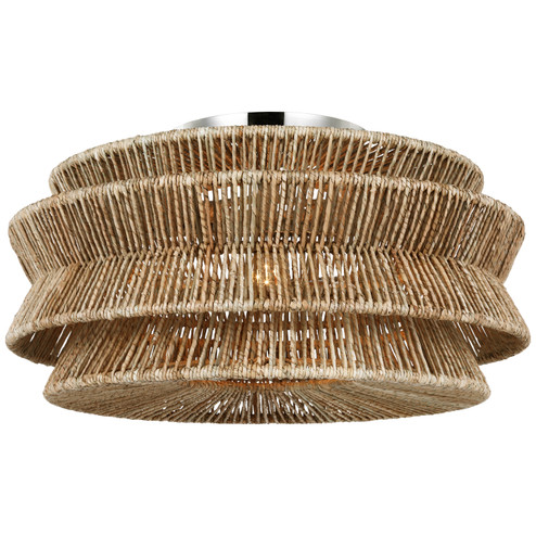 Antigua LED Semi-Flush Mount in Polished Nickel and Natural Abaca (268|CHC 4017PN/NAB)