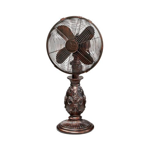 Fleur De Lis 10`` Table Fan in Brown (321|DBF0612)