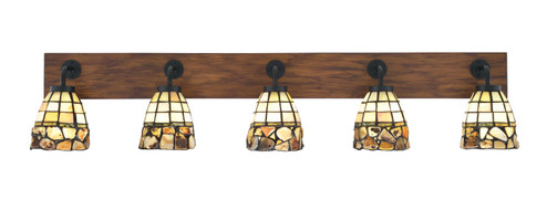 Oxbridge Five Light Bathroom Lighting in Matte Black & Painted Wood-look (200|1775-MBWG-9735)