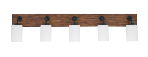 Oxbridge Five Light Bathroom Lighting in Matte Black & Painted Wood-look (200|1775-MBWG-310)