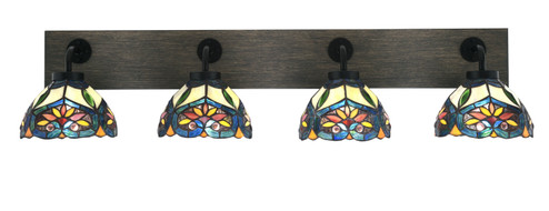 Oxbridge Four Light Bathroom Lighting in Matte Black & Painted Distressed Wood-look (200|1774-MBDW-9425)