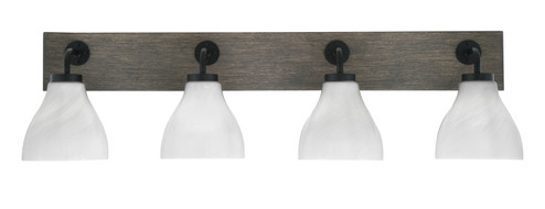 Oxbridge Four Light Bathroom Lighting in Matte Black & Painted Distressed Wood-look (200|1774-MBDW-4761)