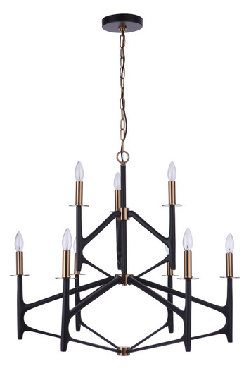 The Reserve Nine Light Chandelier in Flat Black/Satin Brass (46|55529-FBSB)