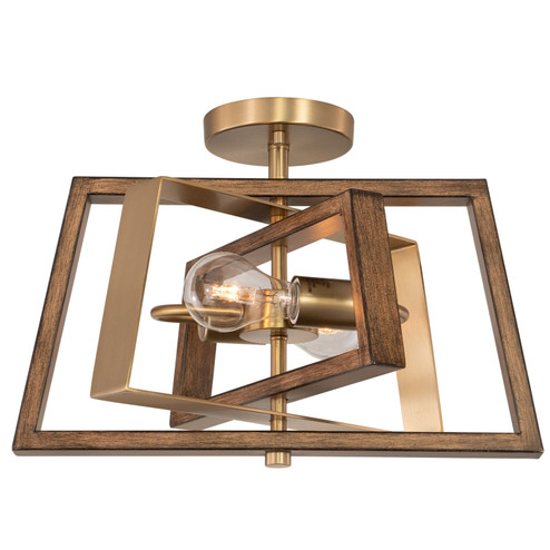 Dunning Two Light Semi-Flush Mount in Natural Brass and Burnished Chestnut (63|C0251)