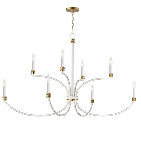Charlton Eight Light Chandelier in Weathered White/Gold Leaf (16|11378WWTGL)