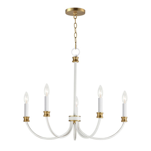 Charlton Five Light Chandelier in Weathered White/Gold Leaf (16|11375WWTGL)